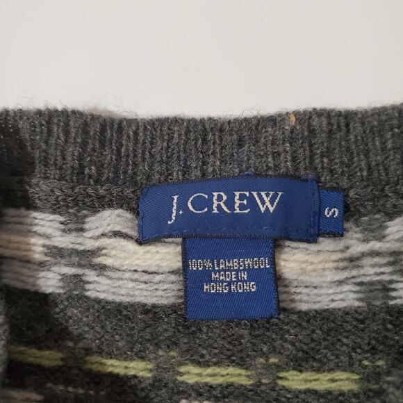 J. Crew Vintage 100% Lambswool Geometric Crewneck Knit Sweater Womens Size S - Picture 7 of 9